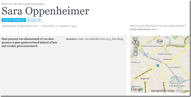 Sara Oppenheimer,  Laan van Meerdervoort 223, Den Haag  